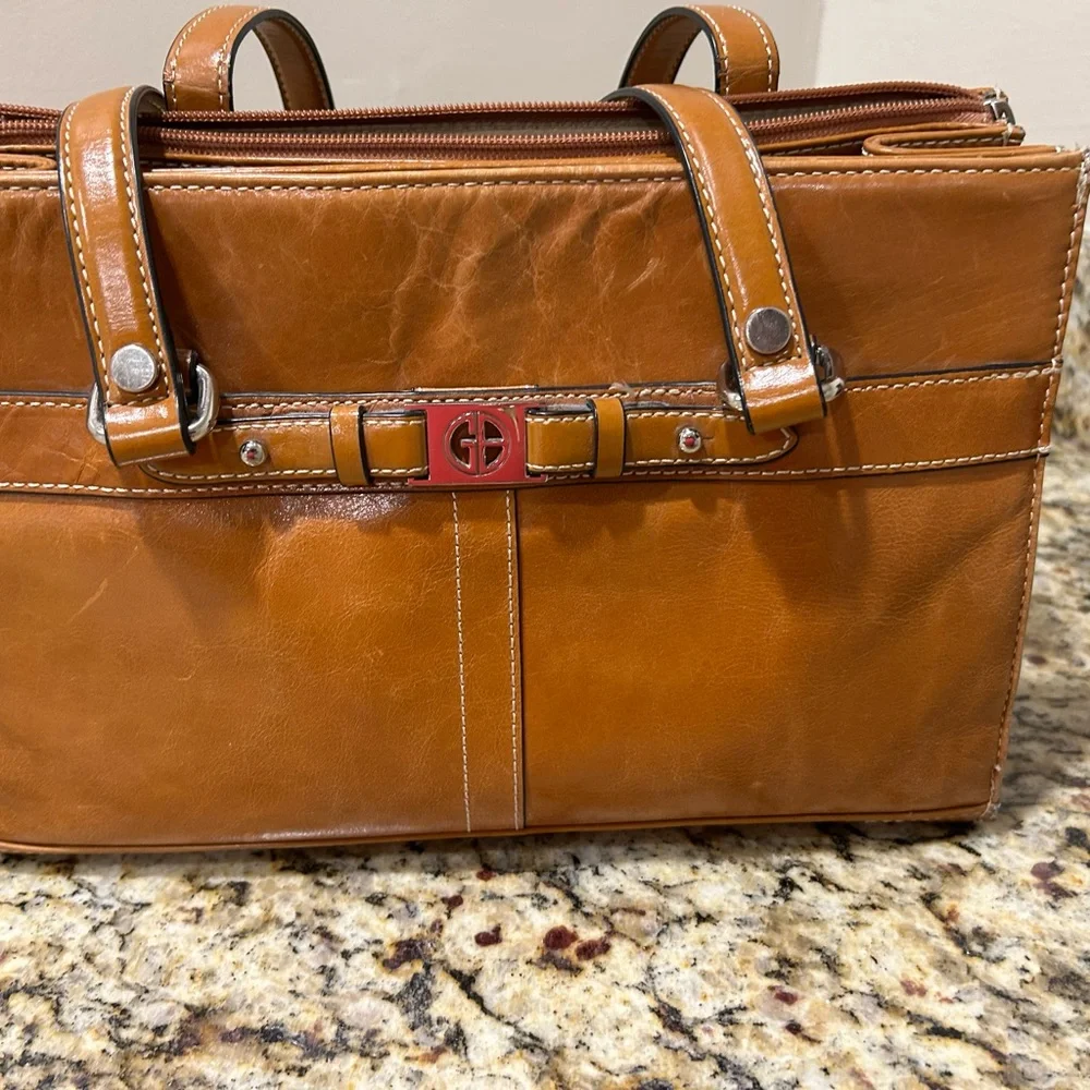 Vintage Unisex bag Elegant Tan Leather Men's Bag by Giani Bernini Preowned